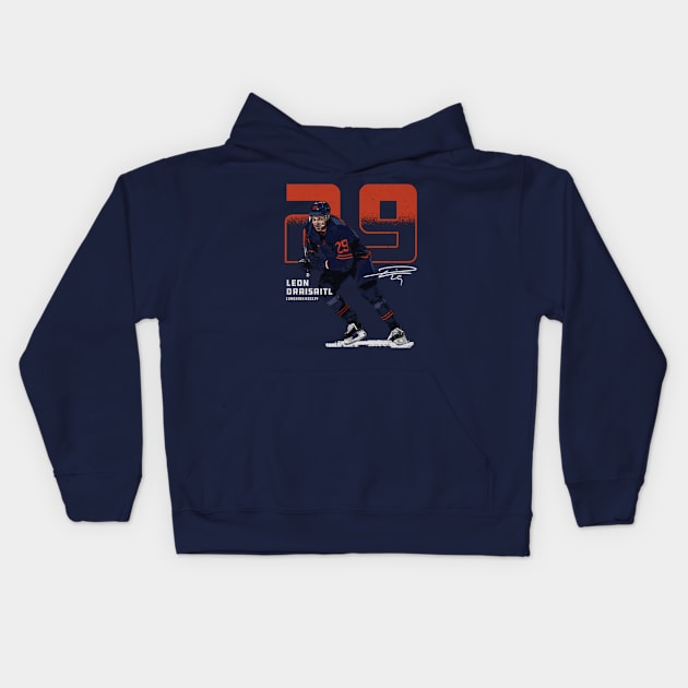 Leon Draisaitl Edmonton Outline Kids Hoodie by lavonneroberson